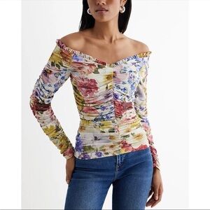 Express Multicolor Floral Off-Shoulder Blouse